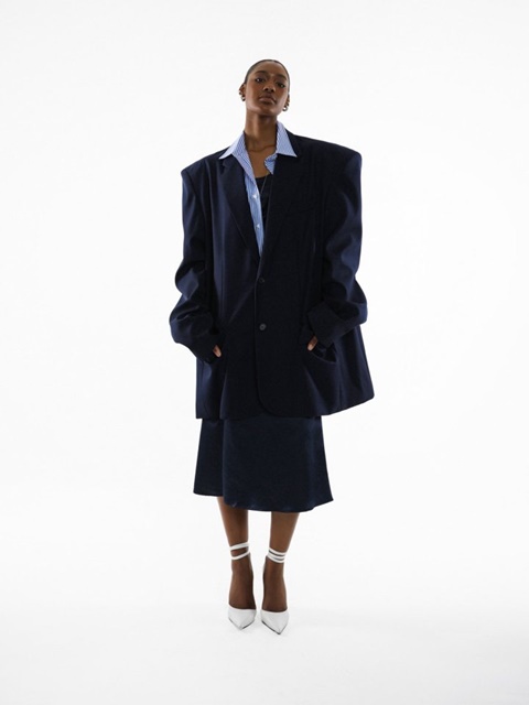 Maxi Oversized Single Breasted Two Button Blazer
