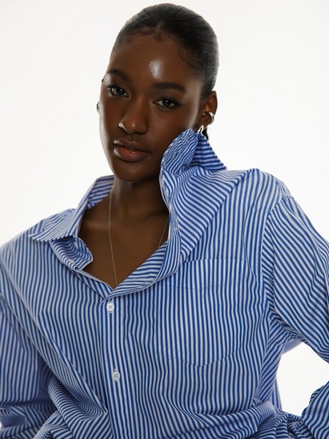 Unbalanced Collar Poplin Button Down Shirt