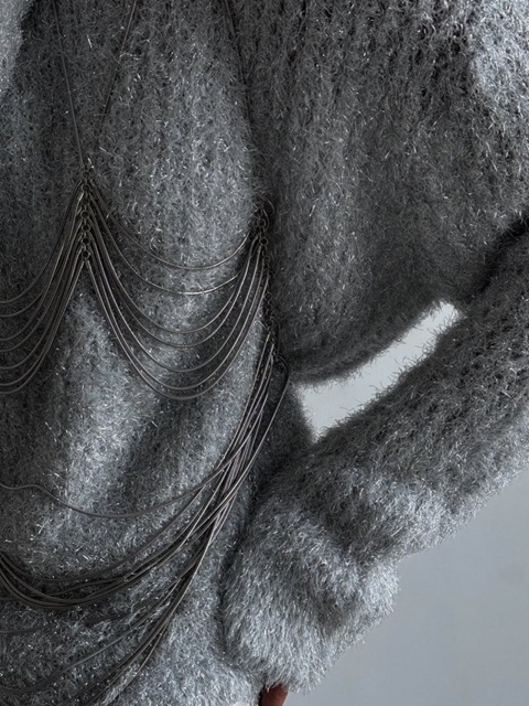 Metallic Pearl Oversized Knit Top