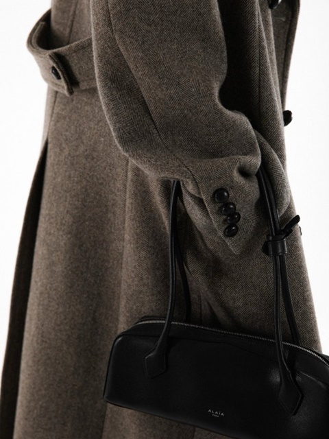 Oversized Herringbone Wool Double Breaste Coat