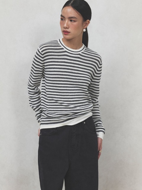 Wool Stripe Knit Pullover