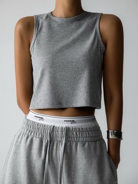 Crewneck Crop Sleeveless Top