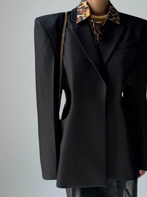 Square Shoulder Cut Out Minimal Blazer