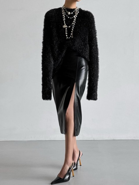 Metallic Pearl Oversized Knit Top