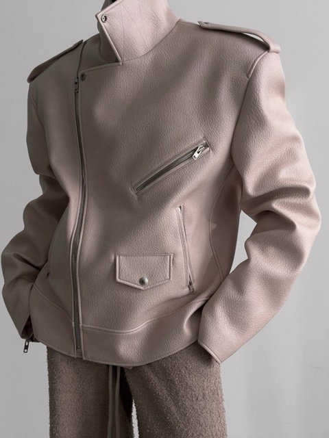 Oversized Chunky Zipped Leather Biker Jacket
