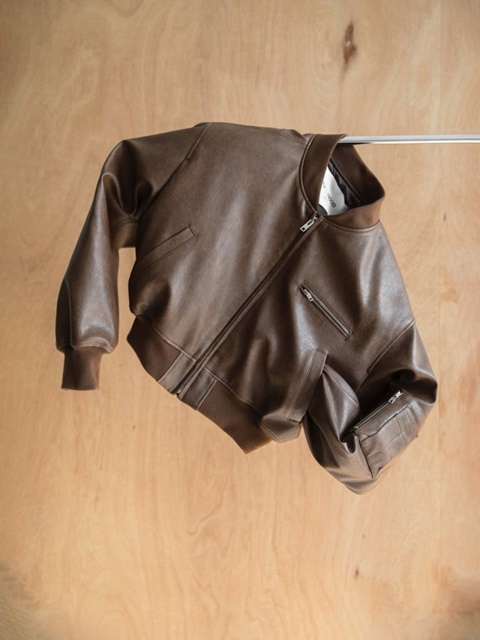 Vegan Leather Crop Full Up Bomber Jacket