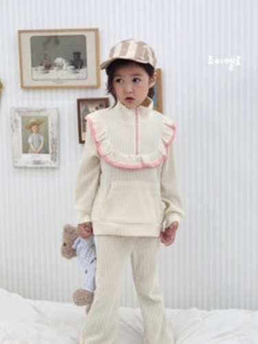 Corduroy Zipper Top Bottom Set