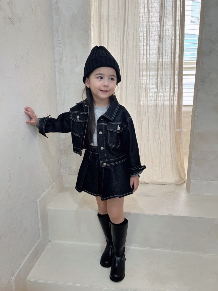 Azalea - Korean Children Fashion - #minifashionista - Stitch Denim Skirt - 5