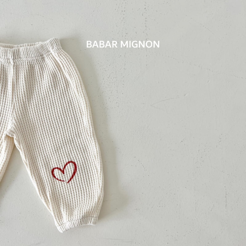 Babar Mignon - Korean Children Fashion - #kidzfashiontrend - Heart Waffle Jogger Pants - 8