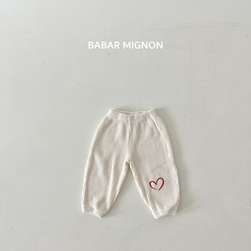 Babar Mignon - Korean Children Fashion - #littlefashionista - Heart Waffle Jogger Pants - 10