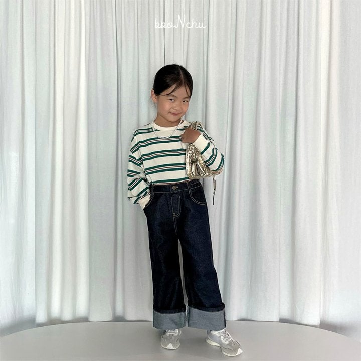 Bbonchu - Korean Children Fashion - #Kfashion4kids - Indigo Roll-up Pants - 2
