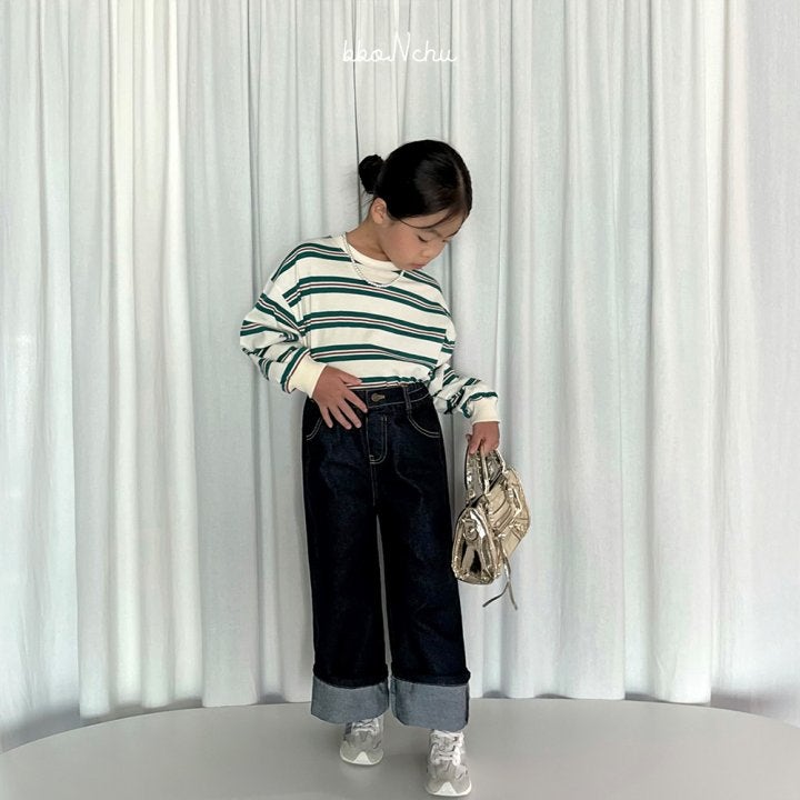 Bbonchu - Korean Children Fashion - #childofig - Indigo Roll-up Pants - 8