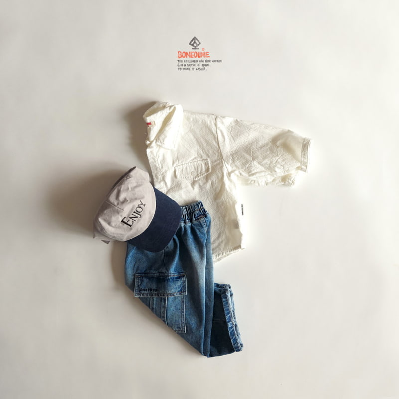 Boneoune - Korean Children Fashion - #littlefashionista - Friend Cargo Denim Pants - 8