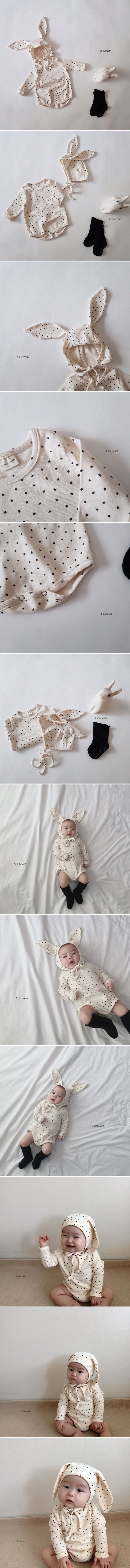 Choucream - Korean Baby Fashion - #babyboutique - Rabbit Bonnet Bodysuit with Bonnet