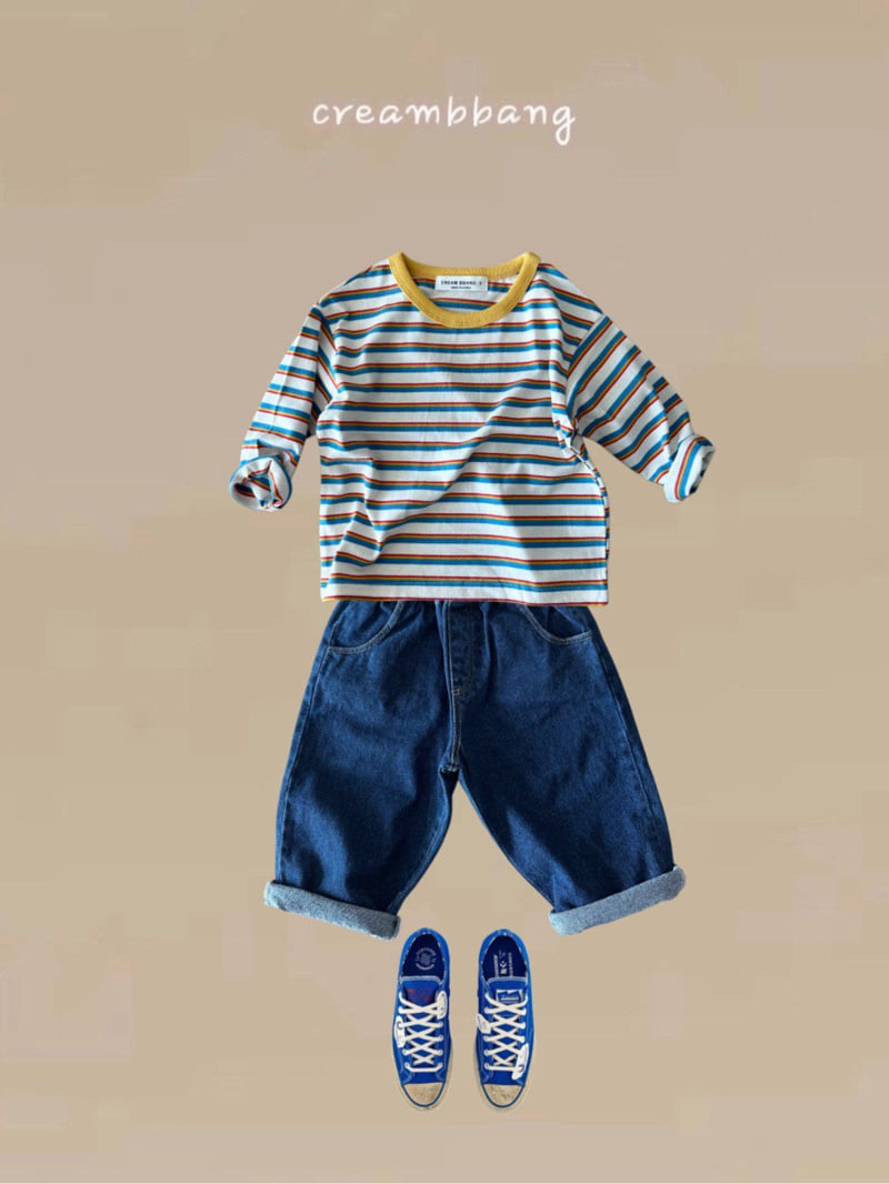 Cream Bbang - Korean Children Fashion - #childrensboutique - Colored Stripe Tee - 5