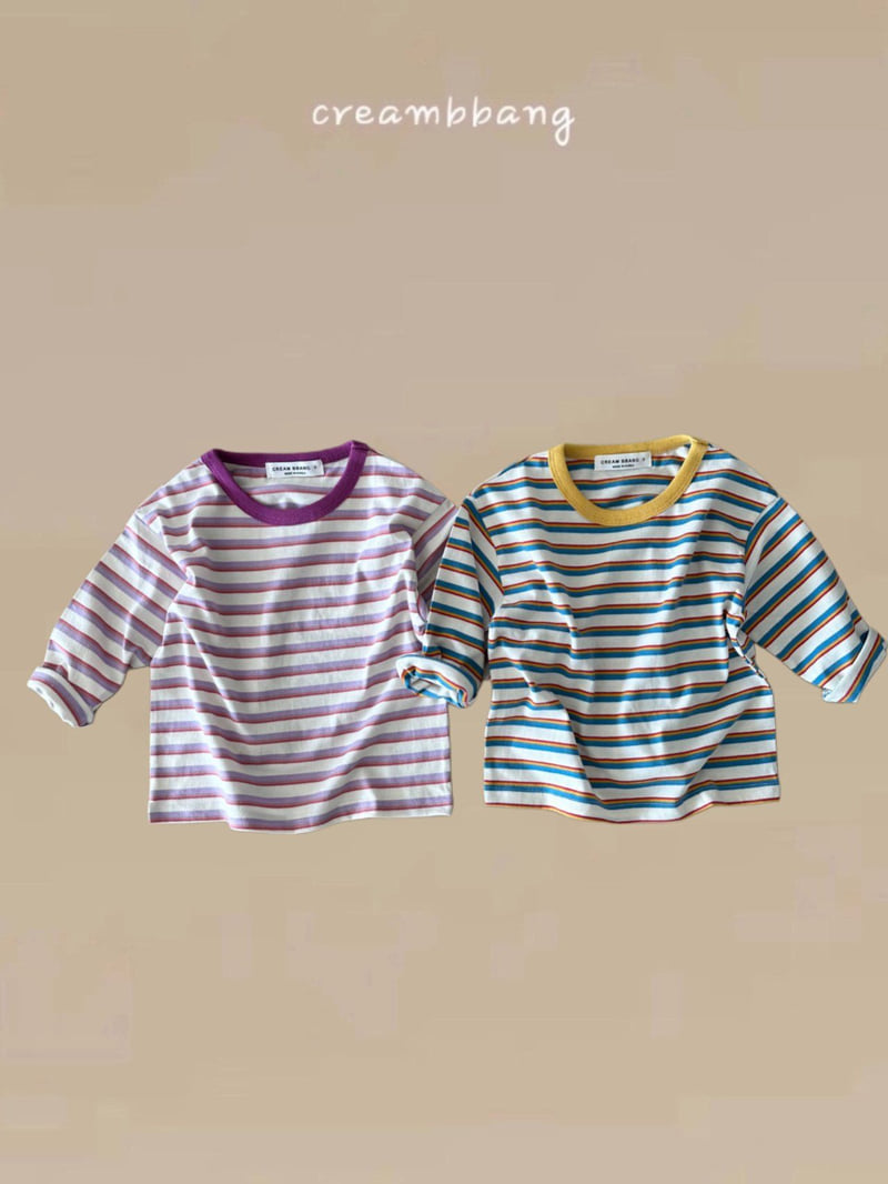 Cream Bbang - Korean Children Fashion - #fashionkids - Colored Stripe Tee - 8