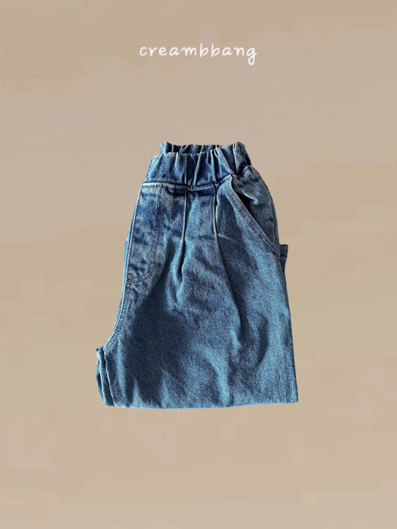 Cream Bbang - Korean Children Fashion - #fashionkids - Two Tuck Wide Denim Pants - 9