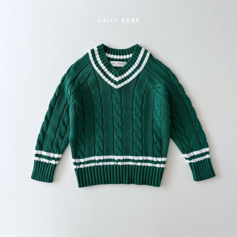 Daily Bebe - Korean Children Fashion - #littlefashionista - V Neck Knit Sweater - 3