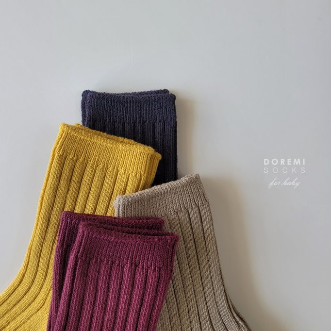 Doremi Socks - Korean Baby Fashion - #babyfever - Vin Chaud Rib Socks (Set of 4)