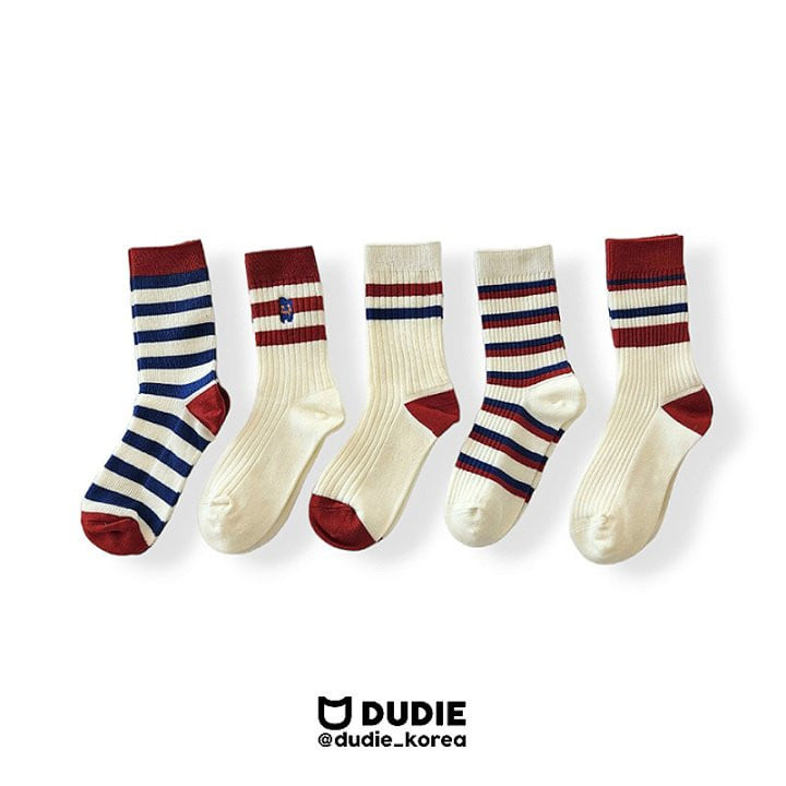 Dudie - Korean Children Fashion - #littlefashionista - Red Blue Socks