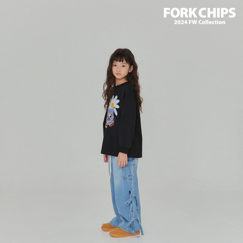 Fork Chips - Korean Children Fashion - #prettylittlegirls - Celeb Ribbon Denim Pants - 12