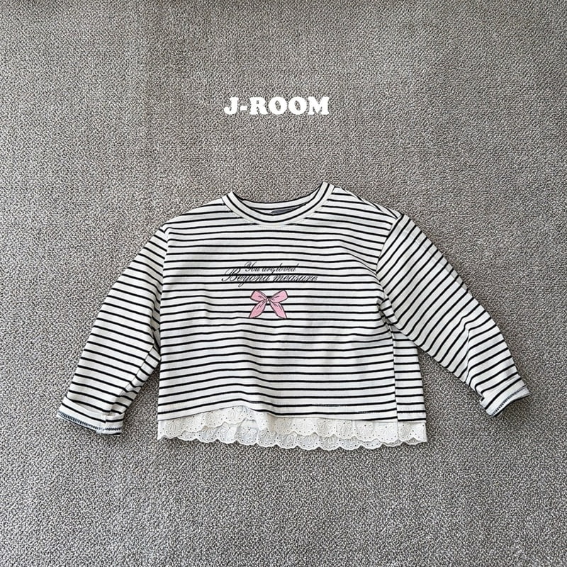 J-Room - Korean Children Fashion - #stylishchildhood - Lace Crop Stripe Tee - 8