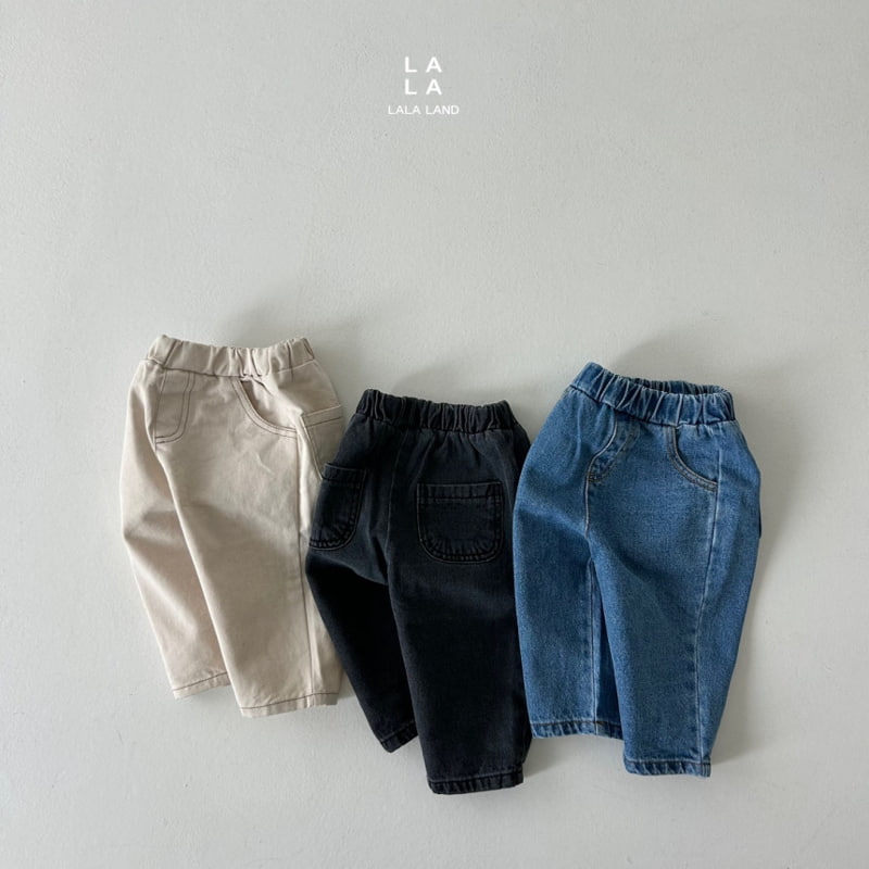 Lalaland - Korean Children Fashion - #toddlerclothing - Circle Baggy Denim Pants