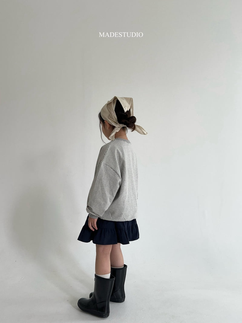 Made Studio - Korean Children Fashion - #childrensboutique - V Neck Stripe Tee - 6