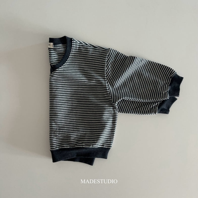 Made Studio - Korean Children Fashion - #kidzfashiontrend - V Neck Stripe Tee - 12