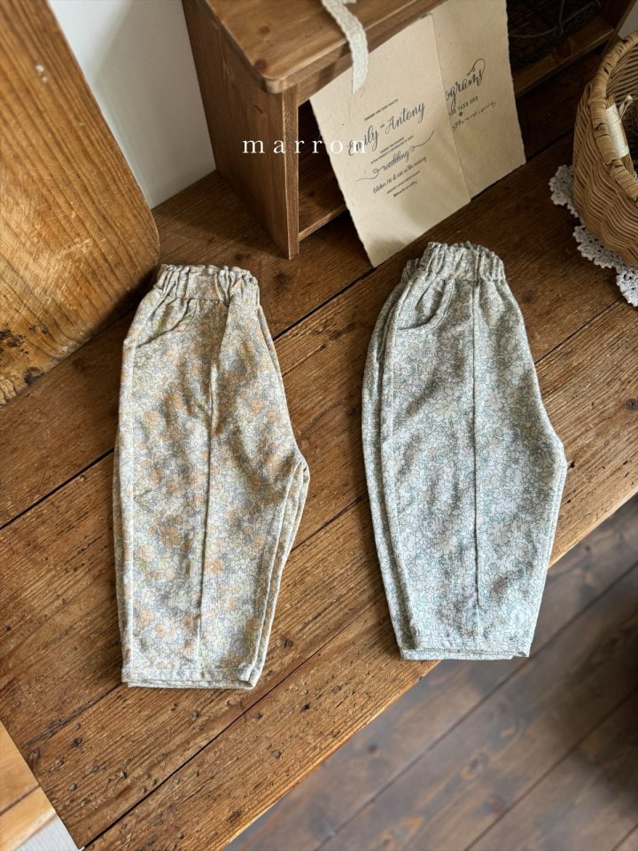 Marron - Korean Children Fashion - #kidsshorts - Flower Corduroy Pants - 8
