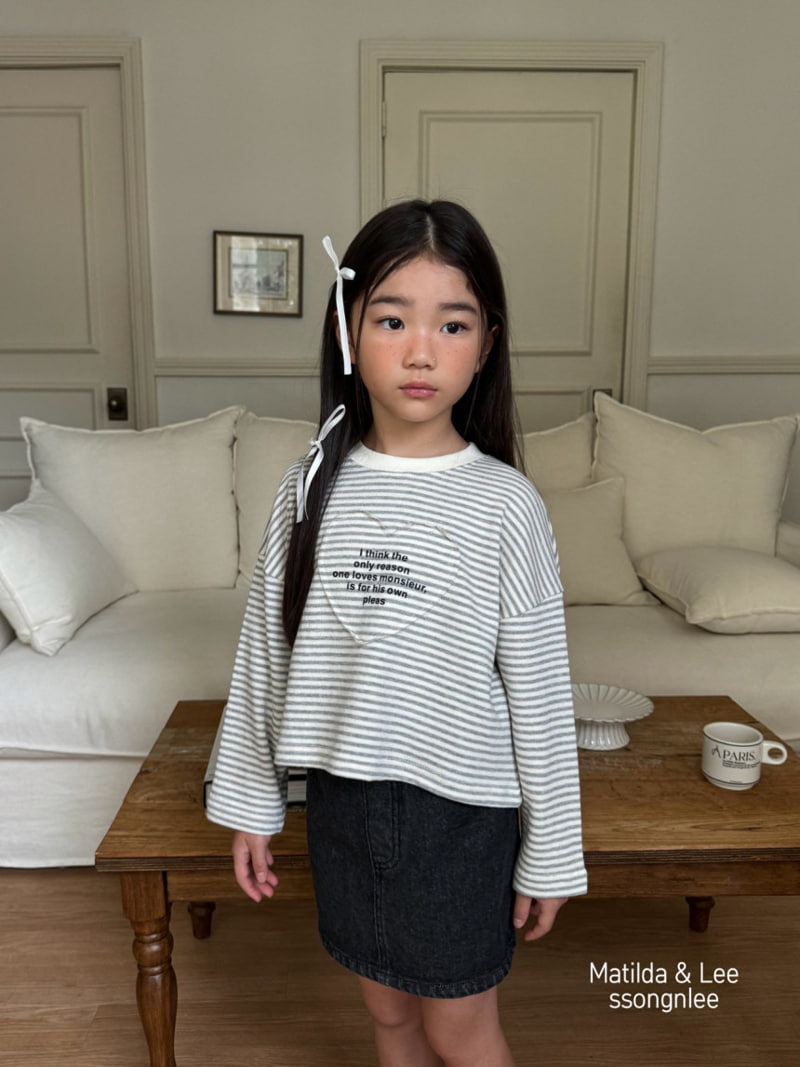 Matilda & Lee - Korean Children Fashion - #todddlerfashion - Stripe Heart Cutting Tee - 7