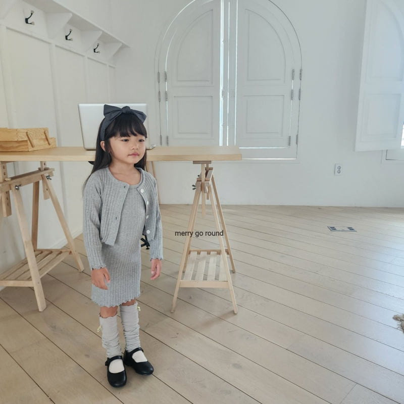 Merry Go Round - Korean Children Fashion - #toddlerclothing - Rib One-piece with Cardigan - 9