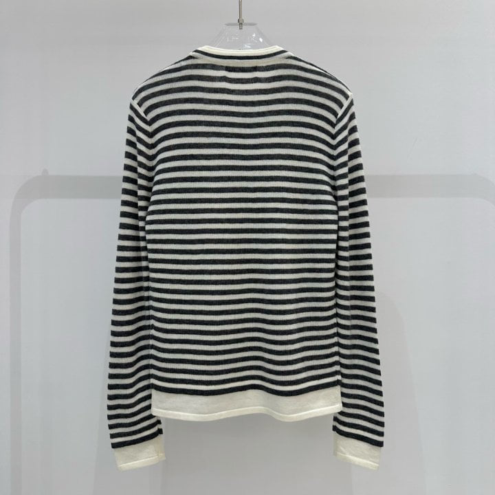 Neroli36 - Korean Women Fashion - #momslook - Wool Stripe Knit Pullover - 2