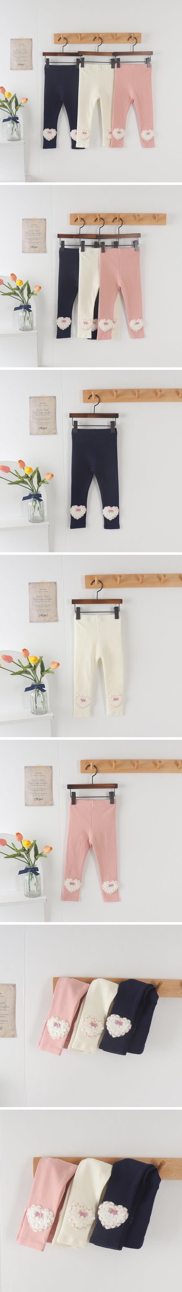New Pierrot - Korean Children Fashion - #kidzfashiontrend - Flower Heart Leggings