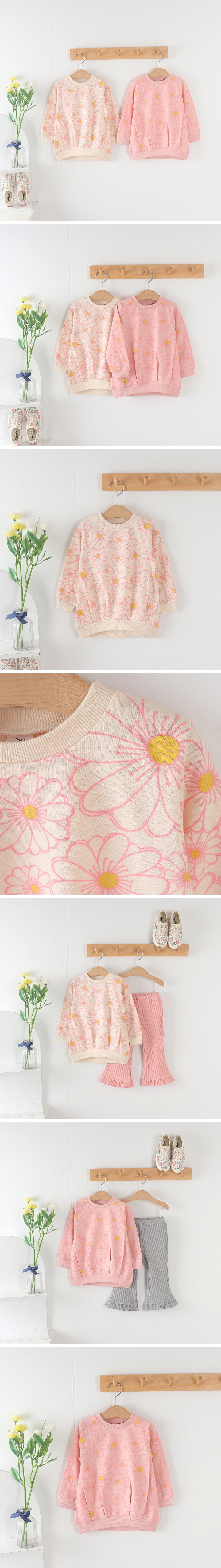 New Pierrot - Korean Children Fashion - #kidzfashiontrend - Daisy Flower Long Tee
