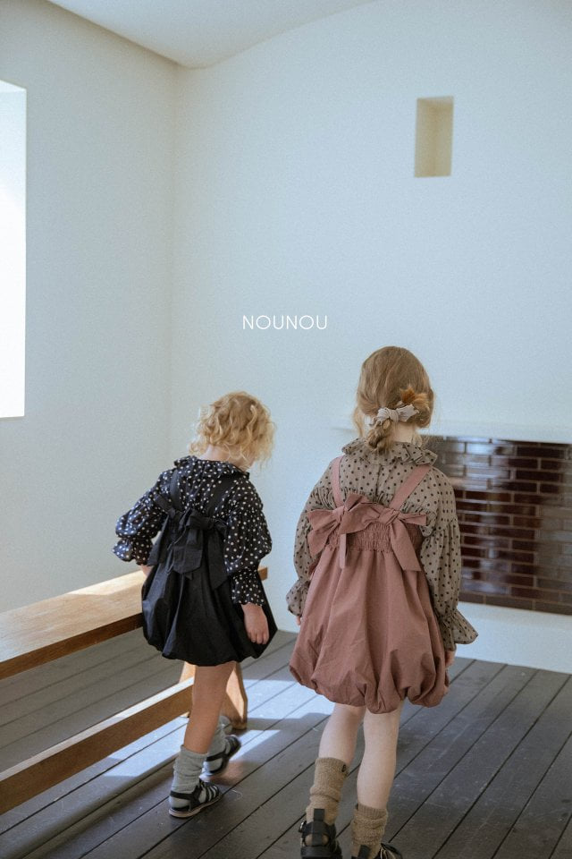 Nounou - Korean Children Fashion - #toddlerclothing - Balloon Ribbon One-piece - 10