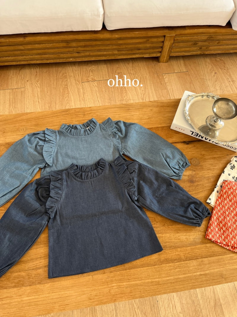 Ohho - Korean Children Fashion - #childrensboutique - Denim Wing Blouse - 11