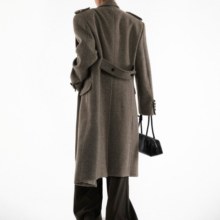 Paper Moon - Korean Women Fashion - #momslook - Oversized Herringbone Wool Double Breaste Coat - 3