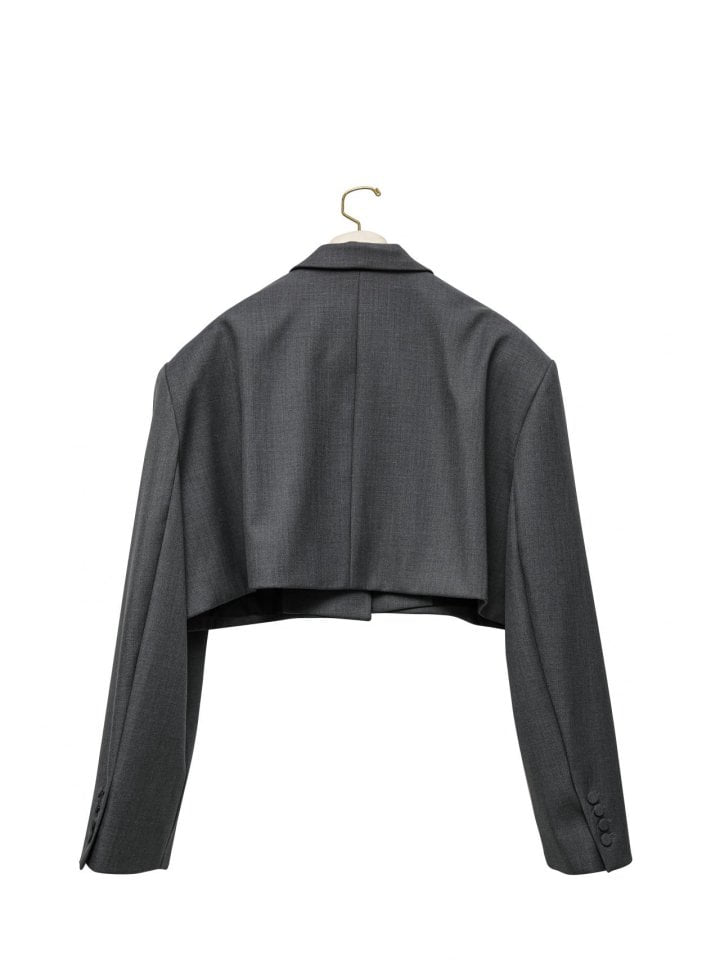 Paper Moon - Korean Women Fashion - #momslook - Wool Peaked Lapel Buttonless Crop Blazer - 5