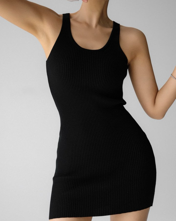 Paper Moon - Korean Women Fashion - #momslook - Sleeveless Ribbed Knit Mini Dress - 3
