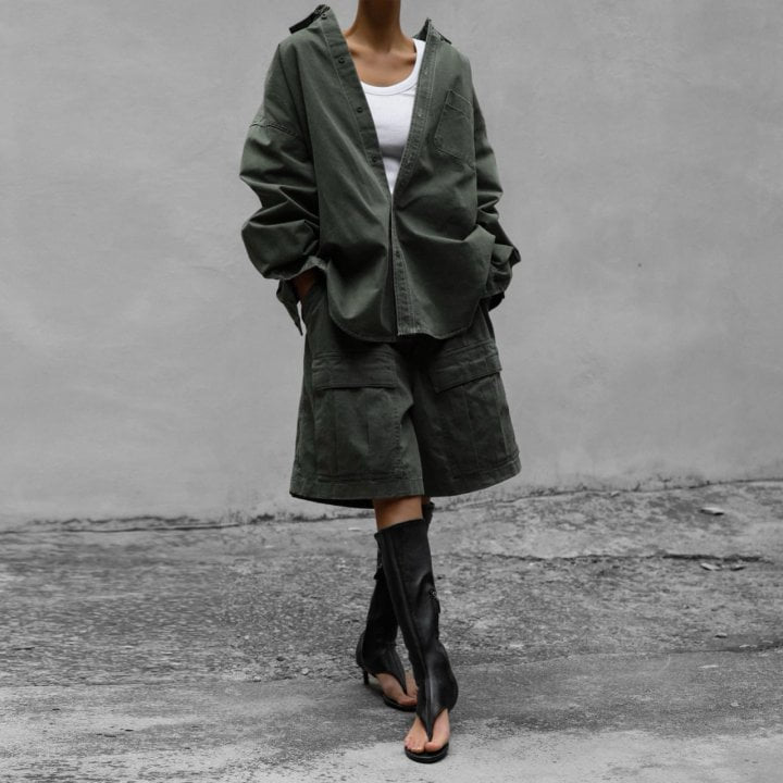 Paper Moon - Korean Women Fashion - #thelittlethings - Washed Cotton Cargo Bermuda Pants - 4