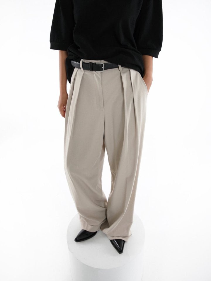 Paper Moon - Korean Women Fashion - #womensfashion - Low Waisted Double Pleated Wide Trouser - 3