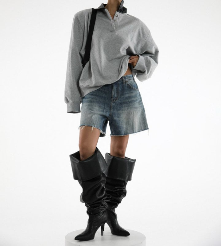 Paper Moon - Korean Women Fashion - #womensfashion - Raw Cut Washed Denim Shorts - 3