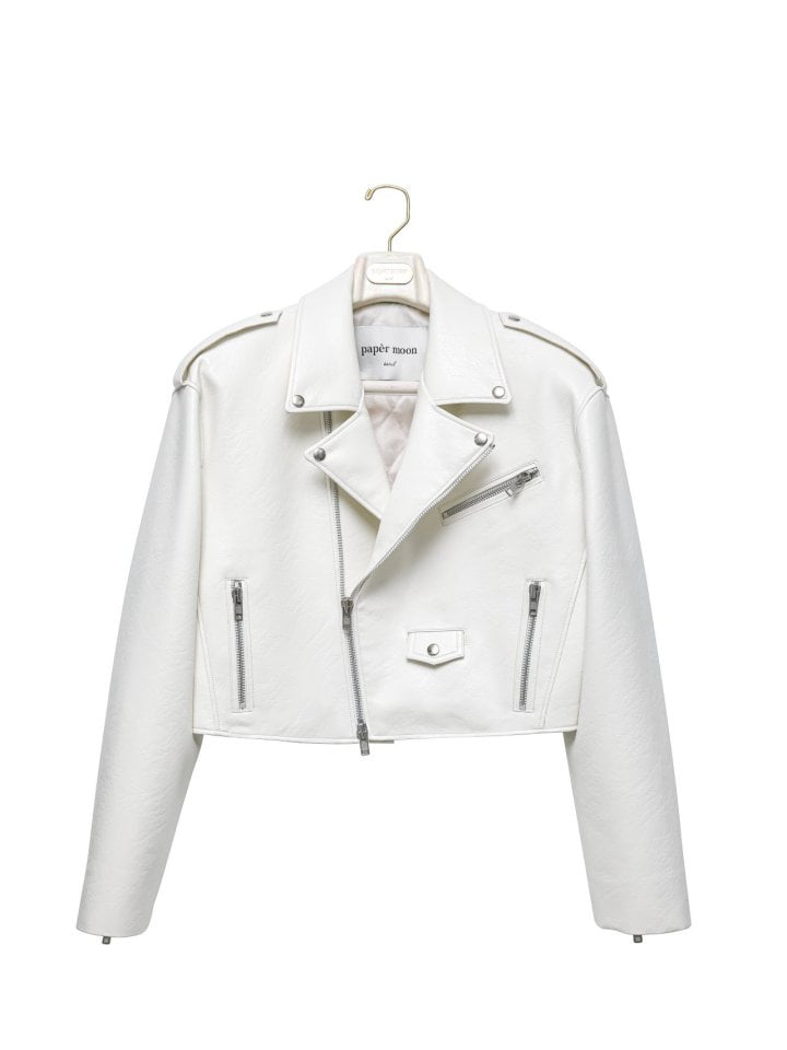 Paper Moon - Korean Women Fashion - #womensfashion - Oversized Vegan Leather Cropped Biker Jacket - 6
