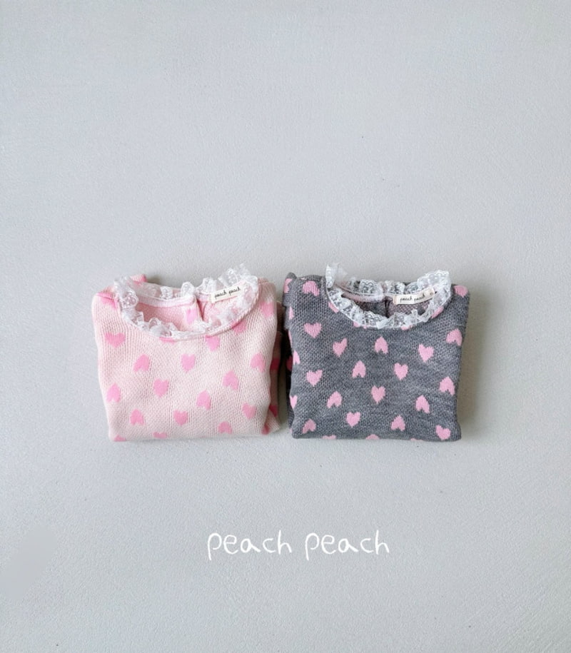 Peach Peach - Korean Children Fashion - #toddlerclothing - Romance Heart Knit - 4