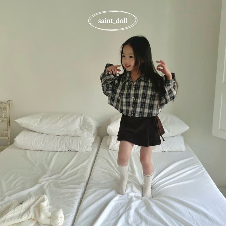 Saint Doll - Korean Children Fashion - #kidsshorts - Check Crop Shirt - 4