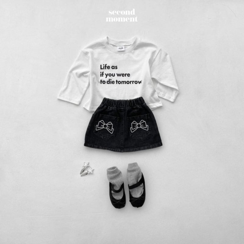 Second Moment - Korean Children Fashion - #childofig - Ribbon Denim Skirt - 7