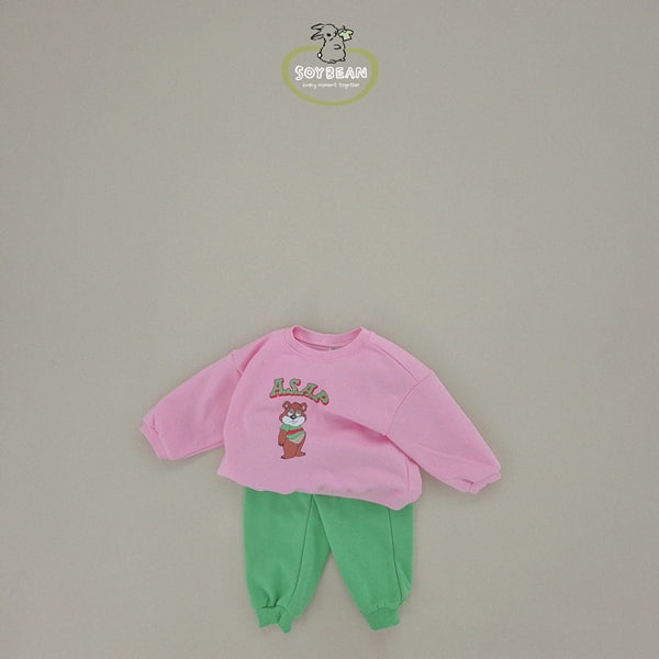 Soybean - Korean Children Fashion - #minifashionista - Cartoon Bear Top Bottom Set - 8