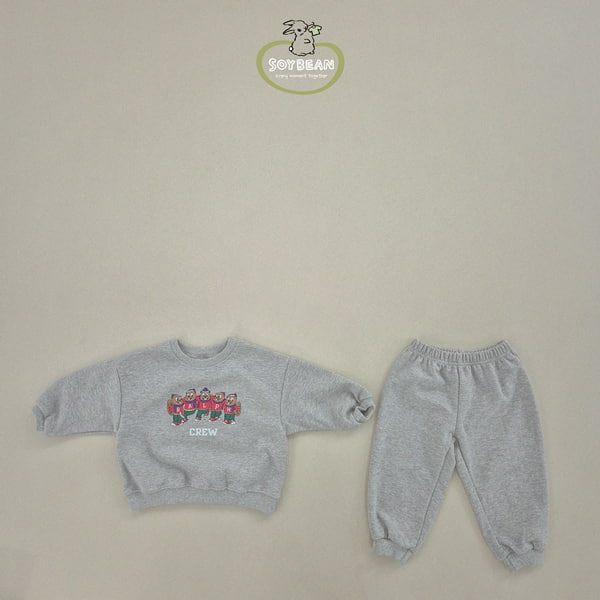 Soybean - Korean Children Fashion - #toddlerclothing - Beaver Crew Top Bottom Set - 11