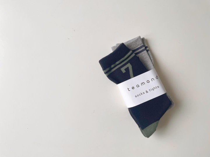 Teamand - Korean Children Fashion - #Kfashion4kids - Number Socks Black+Gray (set of 2) - 4